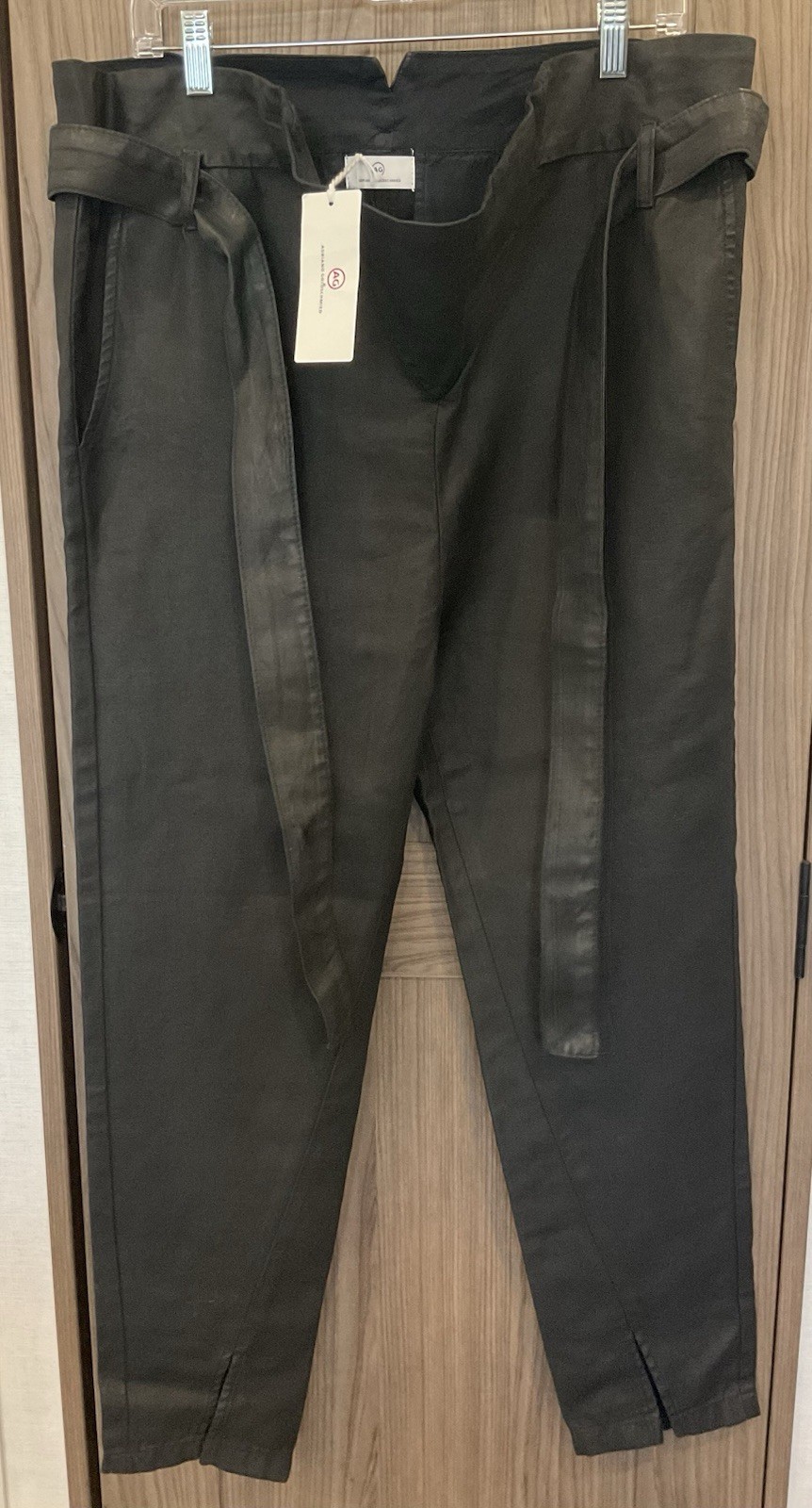 NWT Adriano Goldschmied Womens High Waisted Pants W/ Faux Leather Coating Small