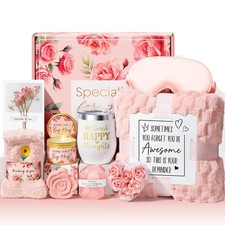 Birthday Gifts for Women Self Care Gift, Rose Spa Gift Baskets Bath Set Get W...