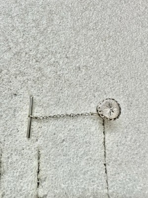 VTG JML .925 Sterling Silver Diamond Cut Starburst Tie Tack 