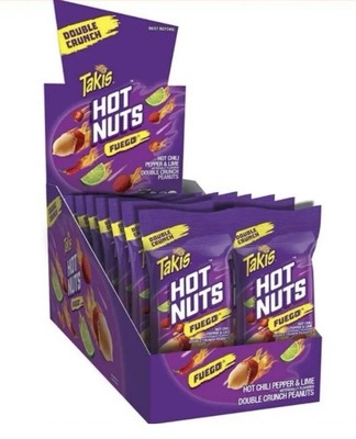35 Packs Takis Hot Nuts Fuego Double Crunch Peanuts Hot Chili Pepper Lime Flavor