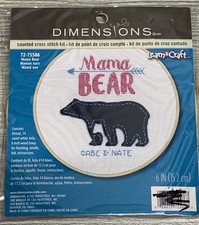 Dimensions Mama Bear Learn A Craft Counted Cross Stitch Kit 6in Hoop New Gift