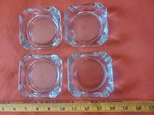Vintage Anchor Hocking 4” Glass Ashtray Square NOS Lot Of 4