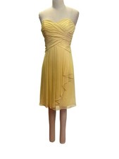 Davids Bridal Yellow Strapless Chiffon Dress Size 6 Polyester Short Prom Dress H