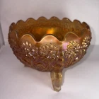Fenton VTG Flowers Iridescent Orange Carnival Glass Orange Tree Rose Bowl