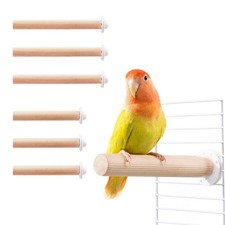 6 Pcs Wooden Bird Cage Perch, Accessories, Parrot Toys, Wood Color