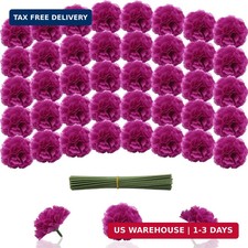 Artificial Marigold Flowers with Stems, 60 Pcs Silk Flowers Fuchsia Marigolds fo