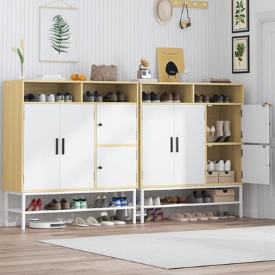 6 Tier Shoe Cabinet Storage Organizer 4 Door Entryway Rack Adjustable Shelf