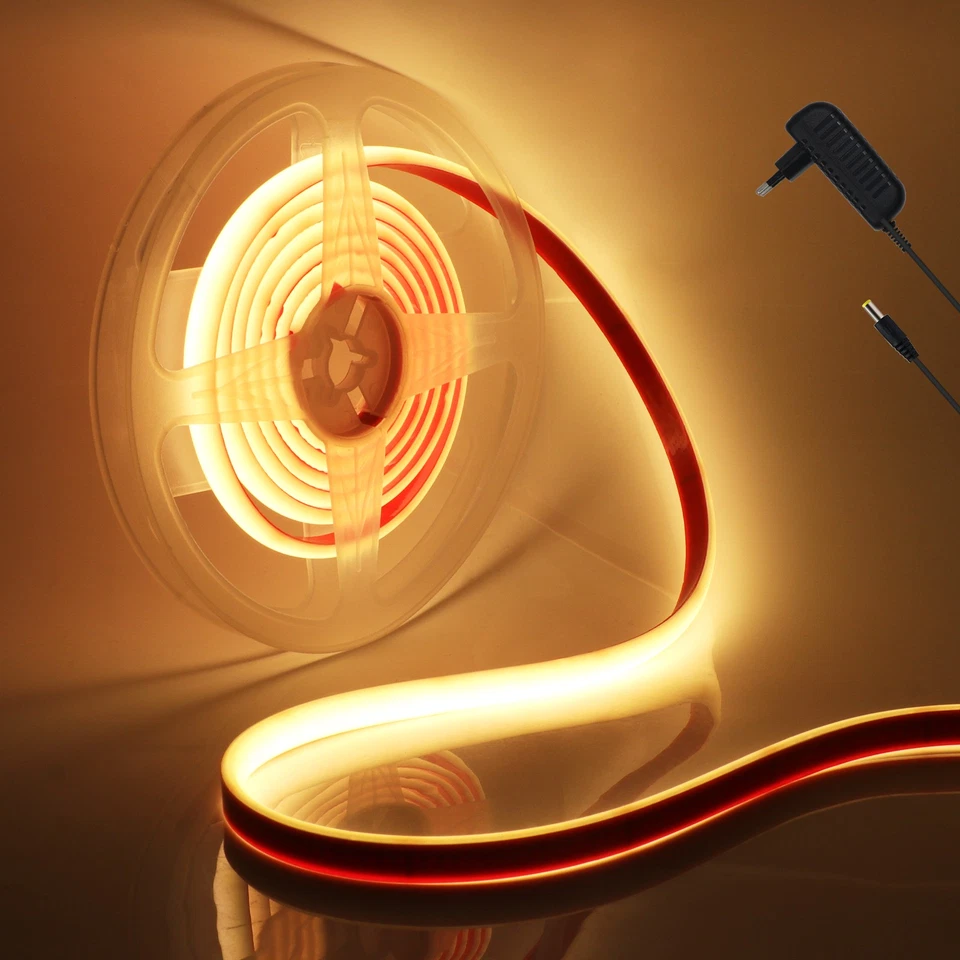 12V COB LED Strisce al Neon IP68 Impermeabile 320 LED/m Flessibile Alimentatore - Immagine 2 di 4