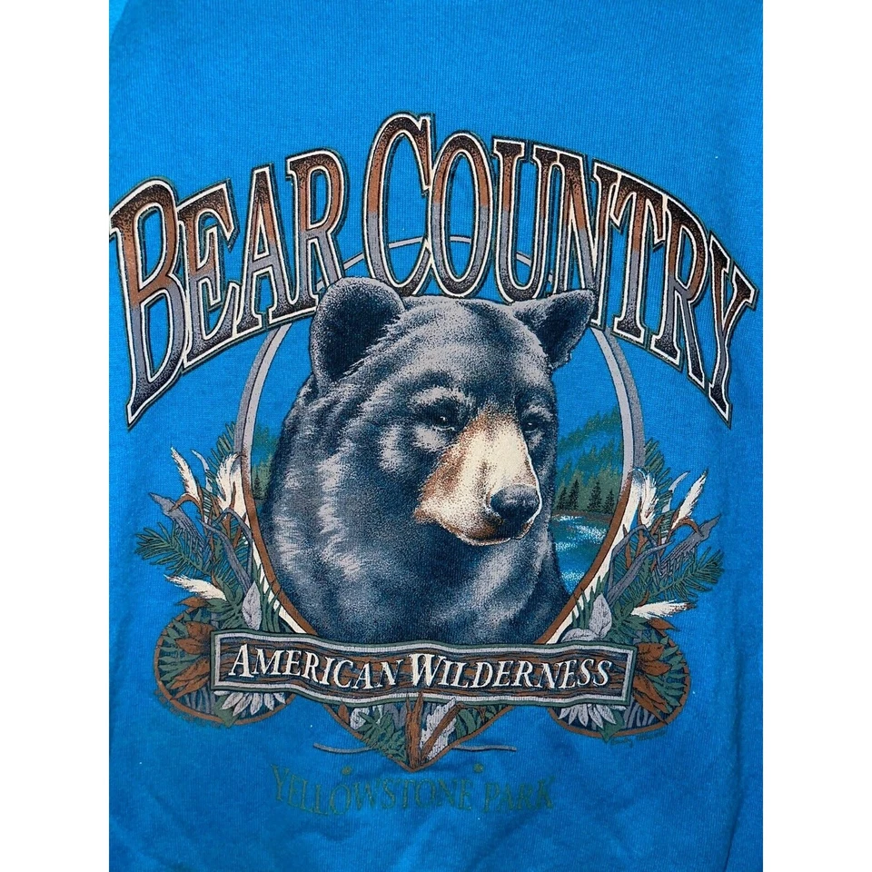 Sudadera azul vintage Bear Country American Wilderness 1988 gráfica años 80 años 80 Foto 2 de 4