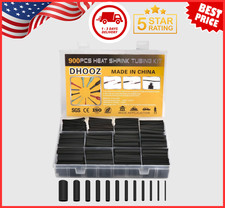 900 PCS Wire Heat Shrink Tubing Kit Marine Grade Wrap Premium Black NEW