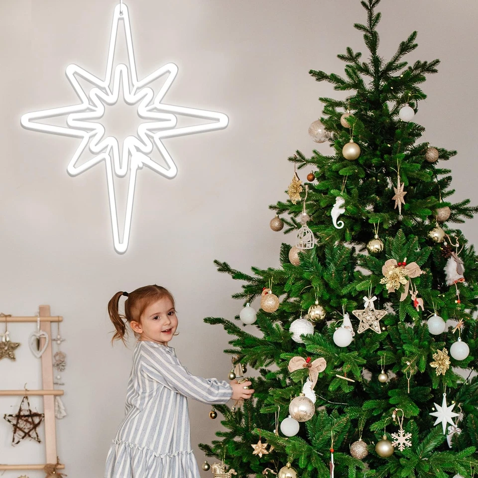 Luz de Navidad Estrella de Belén Iluminada LED de 20 x 17,32 Pulgadas, Silho de Navidad... Foto 3 de 4