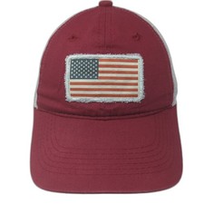 American Flag Patch Snapback Trucker Hat Red One Size Outdoor Cap