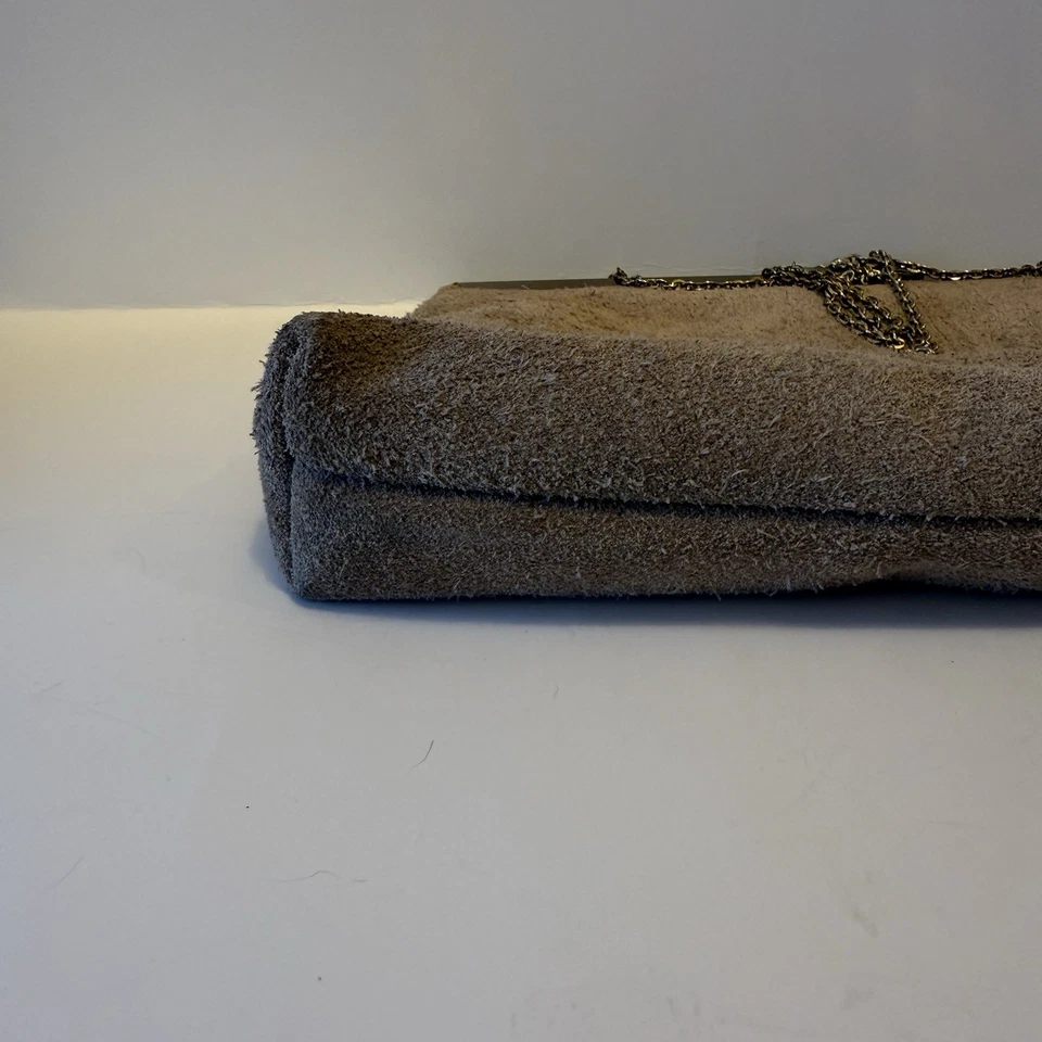 Etra 1960 Sobre Bolso sin asas 'Cafe Au Lait' Gamuza Genuina De Colección Cartera Cadena de Metal Foto 2 de 2