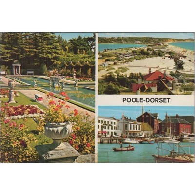 Postkarte Poole Dorset Compton Acres Two Bays Hafen 1972