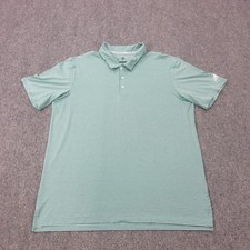 Adidas Golf Polo Shirt Mens XL Green Stripe Polyester Spandex Performance
