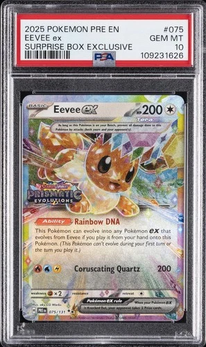 2025 POKEMON PRE EN-PRISMATIC EVOLUTIONS SURPRISE BOX EXCLUSIVE EEVEE EX PSA 10