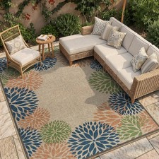 Modern Easy Jute Outdoor Rug 8x10, Washable Rugs for Living Room Indoor Outdo...