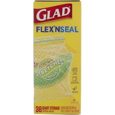 6 Pack Glad FLEX N SEAL Zipper Bags, 17.7 cm X 19.6 cm, 1 qt, 38 Ct