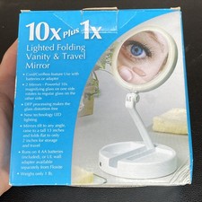 Floxite Magnifying Mirror Lighted 10x/1x Travel  Home Pre Owned TESTED WORKING