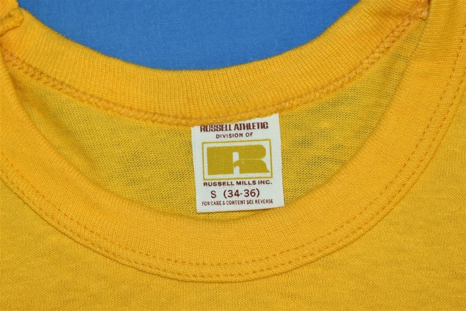 Camiseta vintage años 70 EAST CAROLINA UNIVERSITY GO BUCS GO DOG AMARILLA DIVERTIDA ECU XS Foto 3 de 3