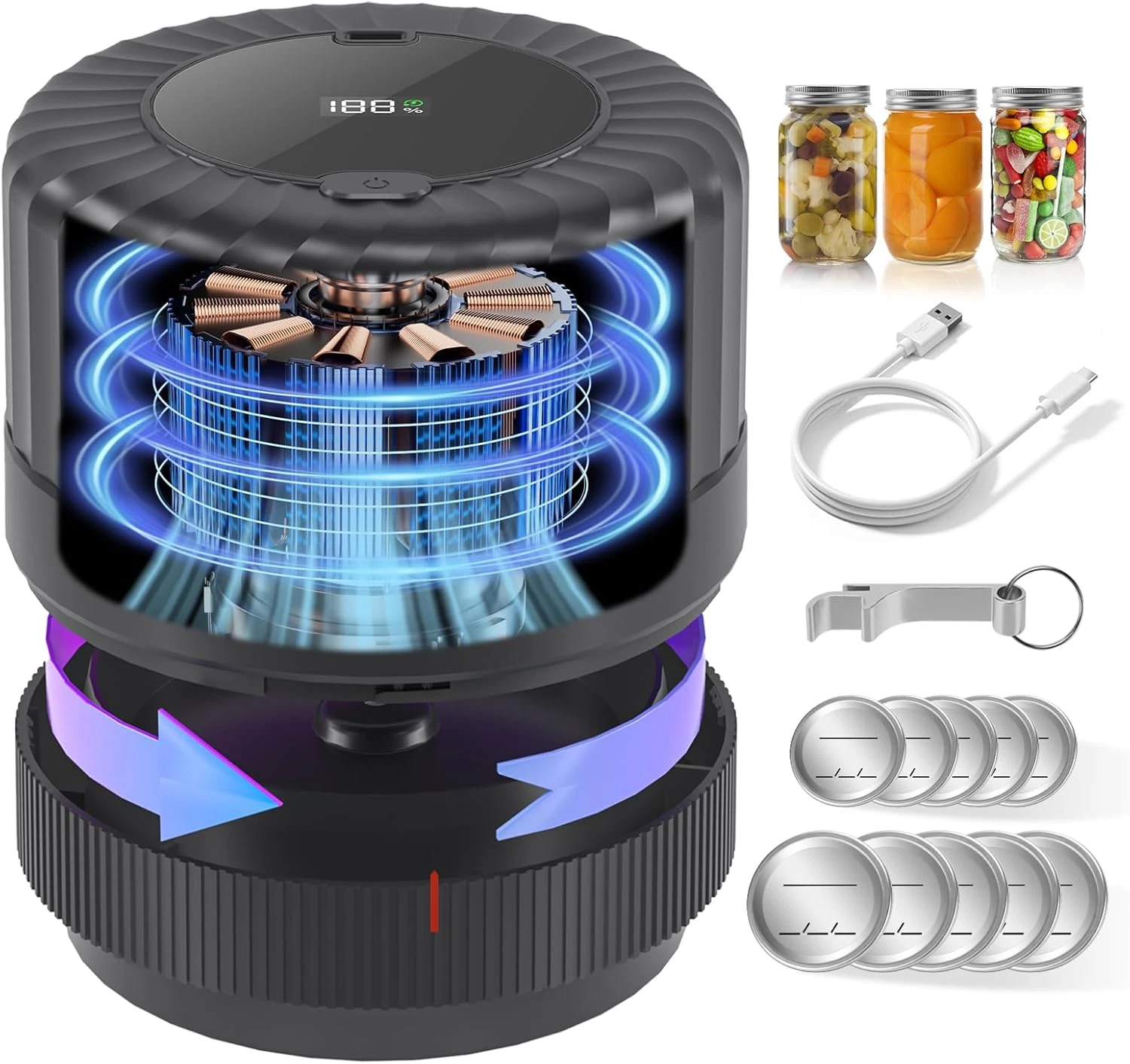 VP06+ Mason Jar Vacuum Sealer, Electric Vacuum Sealer for Jars with Wide and Reg