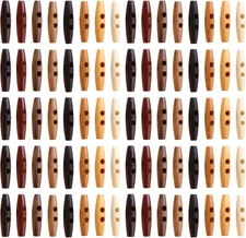 80 Pieces of 4Cm Natural Wood Toggle Corner Wooden Buttons, Jacket Sewing Crafts