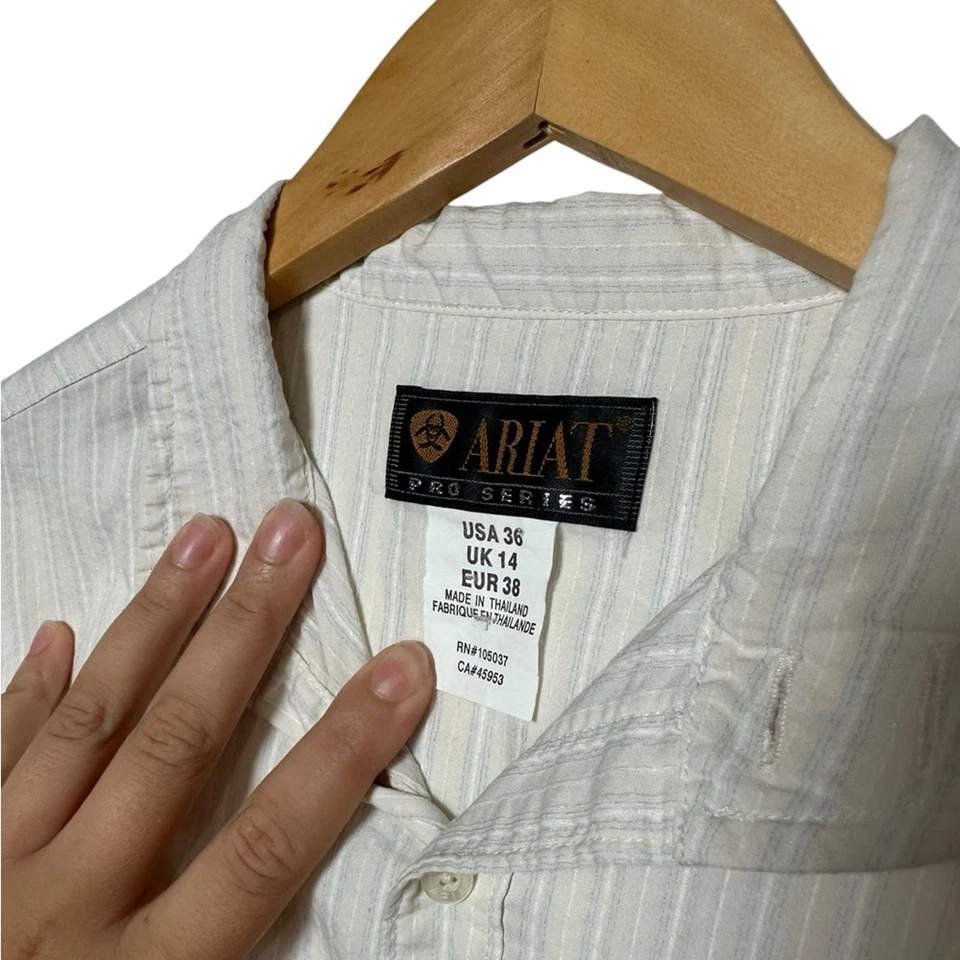 Camisa Ariat Pro Series Manga Larga Abotonada | Mezcla de Algodón | Rayas Blancas | 36 Foto 2 de 4