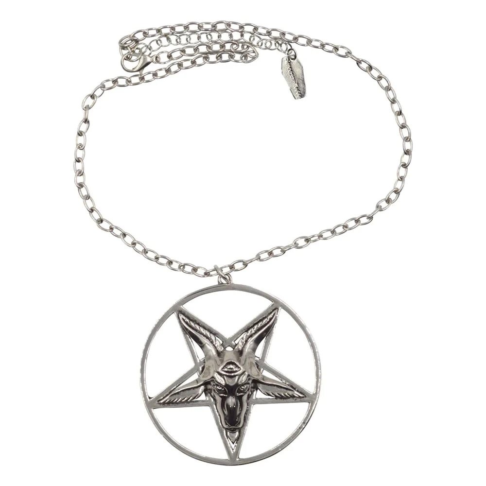 Satanic Kings Chain Men's Baphomet Satanic Goat Pendant Necklace Punk Gothic Jewelry Box ...