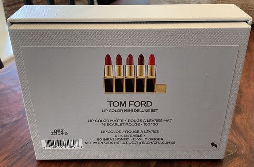 Tom Ford 5pz Lip Color Mini Set Deluxe, Ciascuno 0,03 Oz/1g, Colore 16/100/01/80/15 - Foto 2 di 3