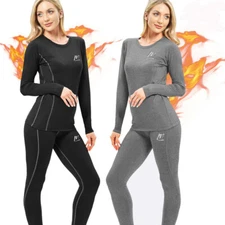 Women Winter Fleece Lined Thermal Long Johns Base Layer Top Bottom Underwear Set