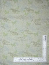 Garden Butterfly Text Green Fabric By the Yard Cotton Springs CP62639