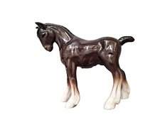 Coopercraft Shire Horse Foal Figurine, Brown, 14cm x 16cm, Vintage