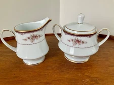 Noritake Bordeaux SUGAR BOWL & CREAMER SET  Japan ~ MINT Condition
