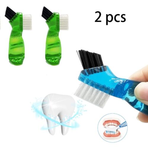 2pcs Easy to use Denture Cleaning Brush Mini Care brush New Double Sided Brush - Afbeelding 1 van 9