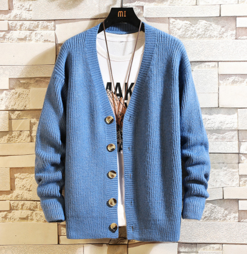 Pure Cardigan Sweater Men Slim Casual 