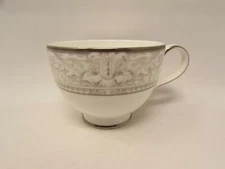 Naples Platinum by Royal Doulton Footed Cup Gray & Cream Scrolls Platinum Trim