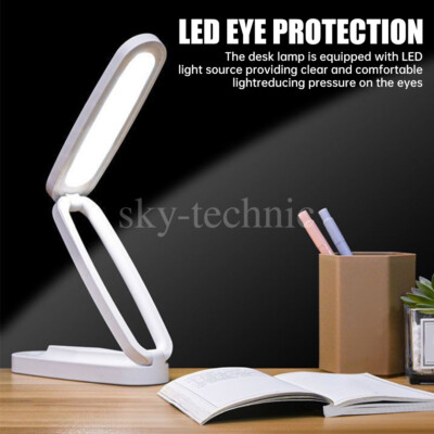 Dimmable LED Desk Lamp Foldable Table Bedside Reading Light USB Rechargeable