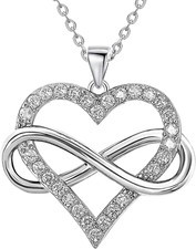 JES  JANI Infinity Heart Necklace for Women, Love Heart Pendant with Cubic Zirc