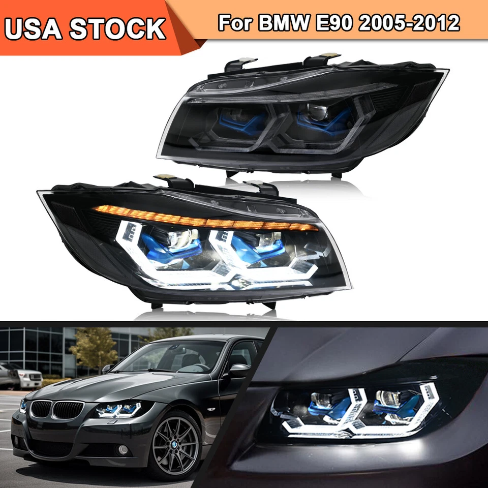 Faróis de LED para BMW 3 Series E90 E91 320i 323i 2005-2012 conjunto sequencial - Imagem 3 de 4