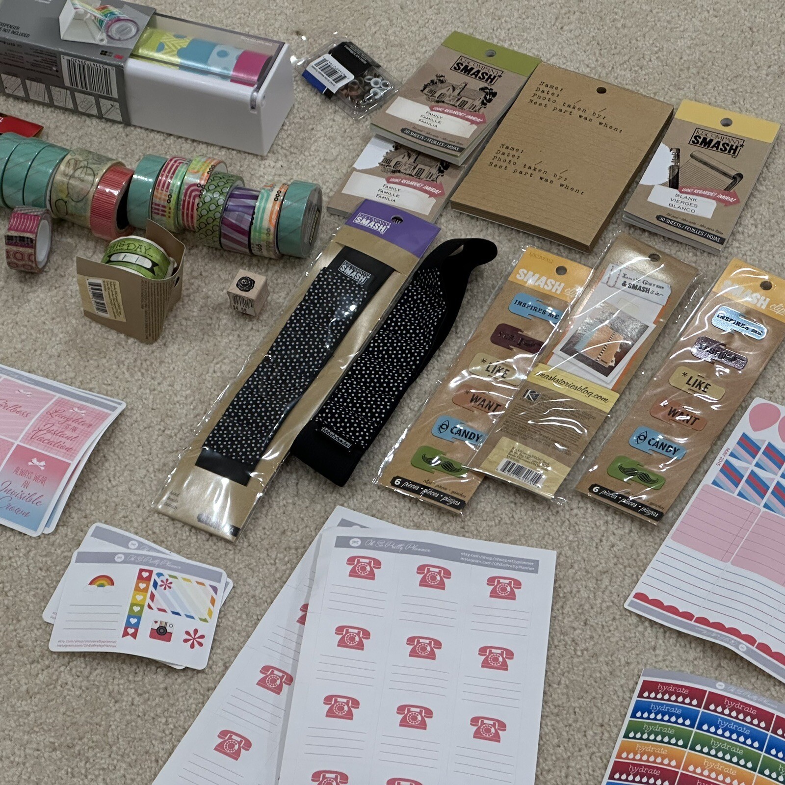 Planner Lot: Stickers, Journal Sheets, Clips, Stamp, Tape, Scrapbooking Craft-image