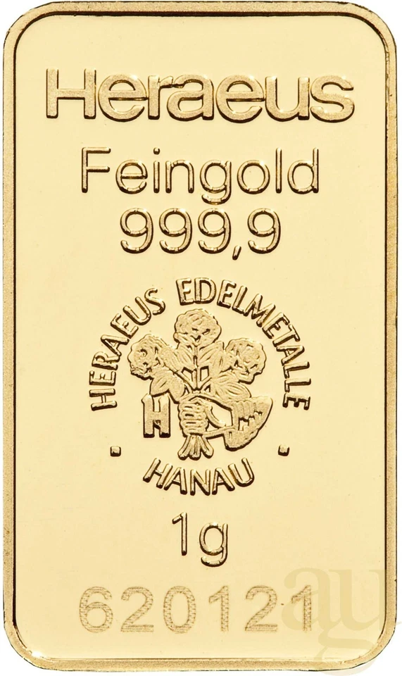 Goldbarren Heraeus 1 Gramm 999.9 Gold / AU original geblistert - Bild 4 von 4