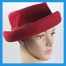 Sammlerst&uuml;ck Retro Alt Vintage Selten Antik Damen Frauen Rot Cloche Hut 70er Jahre