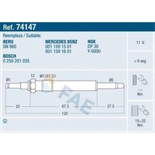 FAE Glühkerze Stabglühkerze passend für Mercedes-Benz C-Klasse W202 C 220 D