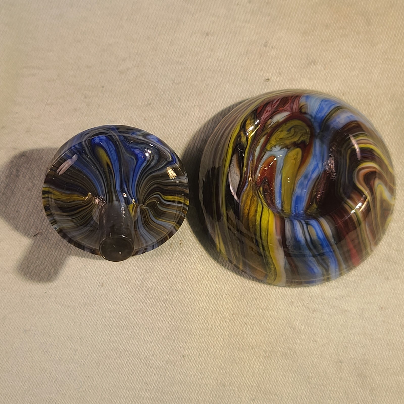 ANDY DAVIS, Glass Art Spinning Top & Base, Megans Run (?), #255A