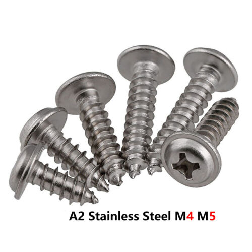 FLANGED SELF TAPPING SCREWS A2 STAINLESS STEEL FLANGE HEAD TAPPERS M4 TO M5 - Picture 1 of 5