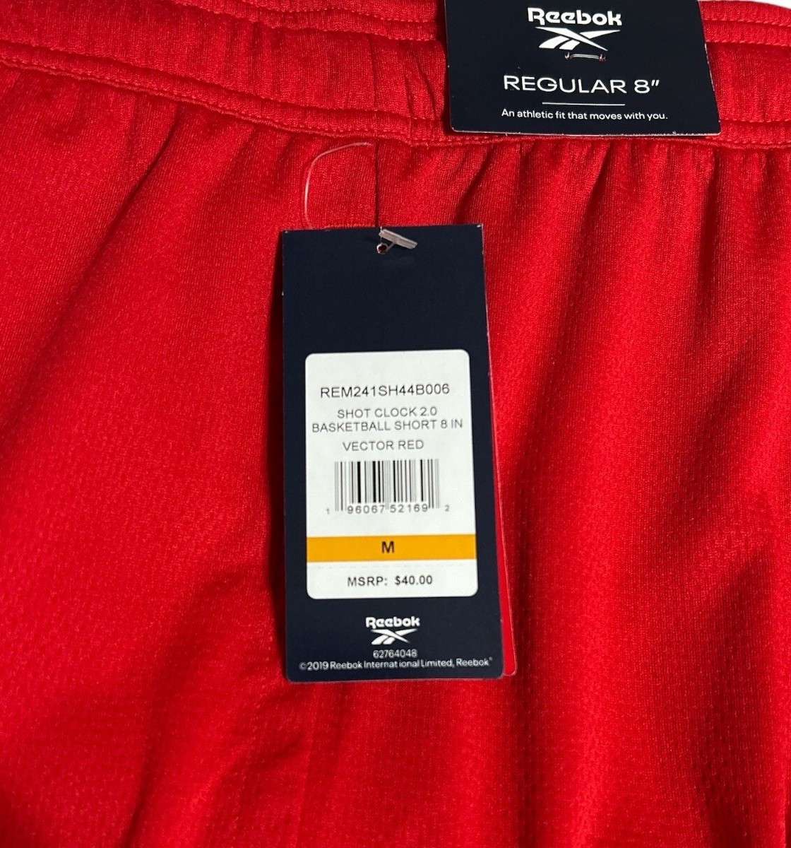 Reebok Mens Shot Clock 2.0 Sports Basketball- Shorts 8 Inch