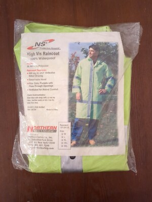 Northern Safety High Vis Raincoat 100% Waterproof Size Large