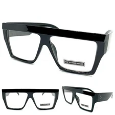Oversized Classic Retro Modern Hip Hop Clear Lens EYE GLASSES Large Black Frame