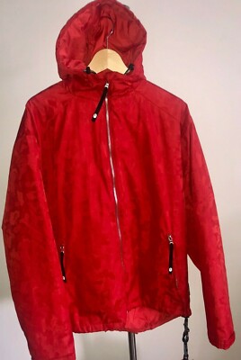 OG BAPE - A BATHING APE Shiny Red Jacquard Camo GORE DryLoft Hooded Jacket sz L