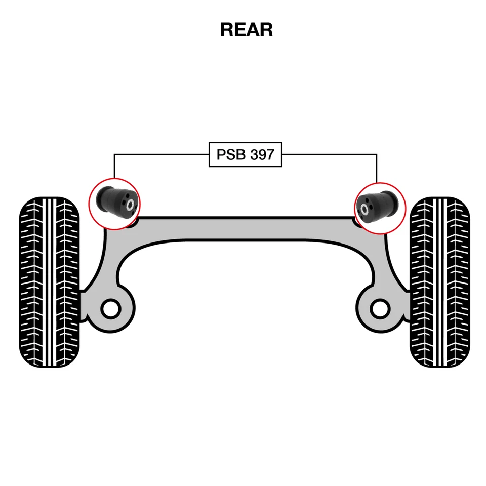 2x PSB Rear Axle Beam Polyurethane Bushings fits Nissan Qashqai J11 (14-19) - Image 3 of 4